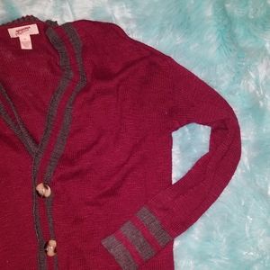 long maroon cardigan